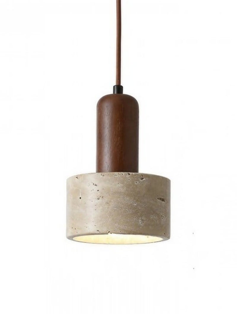 OSSO Nordic Modern Travertine LED Chandelier Natural Stone Shade Walnut Wood Pendant Light Wabi Sabi 3-Color Adjustable Flicker Free Hanging Light for Kitchen Island Dining Room Bedroom Hallway - Image 3